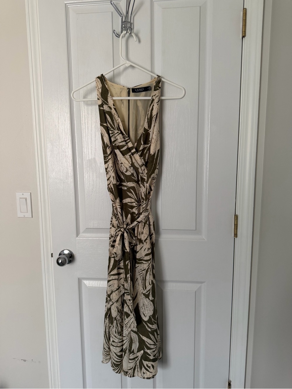 Ralph Lauren Olive and Cream Floral Midi Wrap Dress